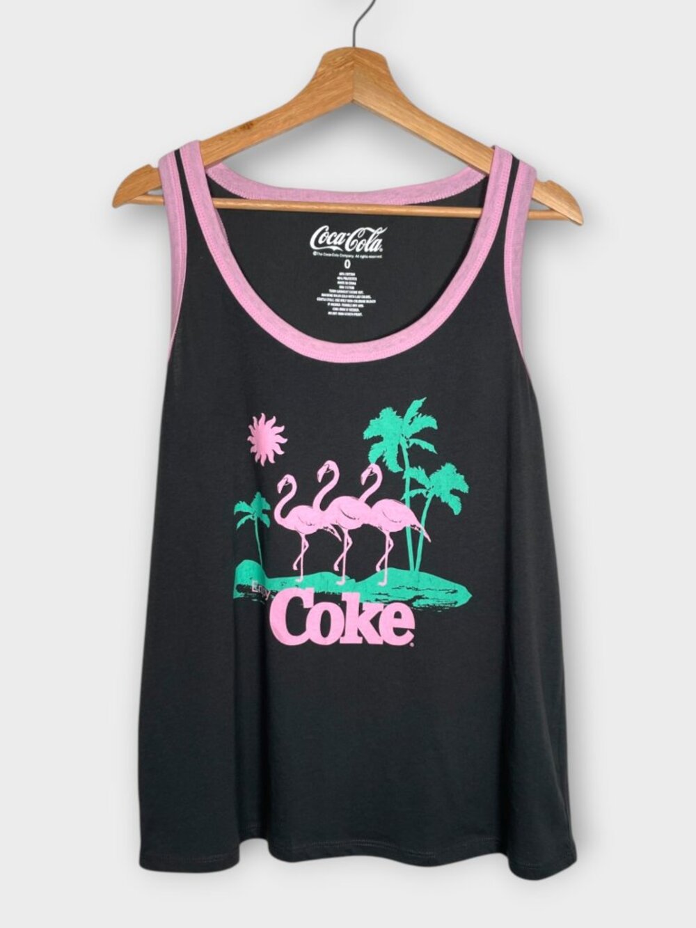 Torrid Coca-Cola Tank Top Size 0 Large Pink Gray Flamingo Coke Graphic T-shirt